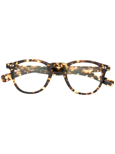 Shop Garrett Leight Tortoiseshell-effect Round-frame Glasses In Braun