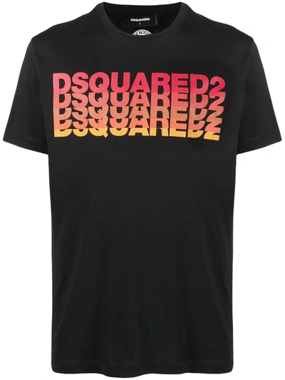 Shop Dsquared2 Gradient Logo-print T-shirt In Black