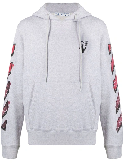 Shop Off-white Marker Cotton Hoodie In Grey