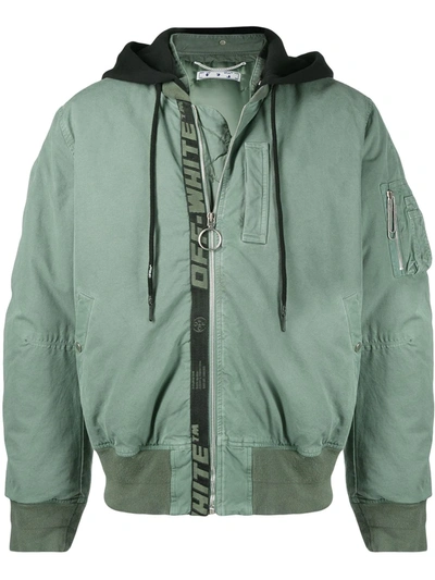 Shop Off-white Logo-band Vintage Bomber Jacket In Green