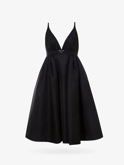 Prada Sleeveless Full Midi Dress In Black | ModeSens