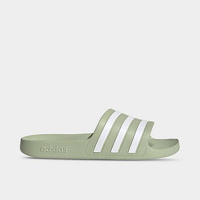 Shop Adidas Originals Adidas Women's Originals Adilette Aqua Slide Sandals In Halo Green/white/halo Green