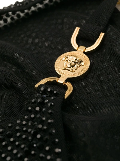 Shop Versace Crystal-embellished Bralette In Black