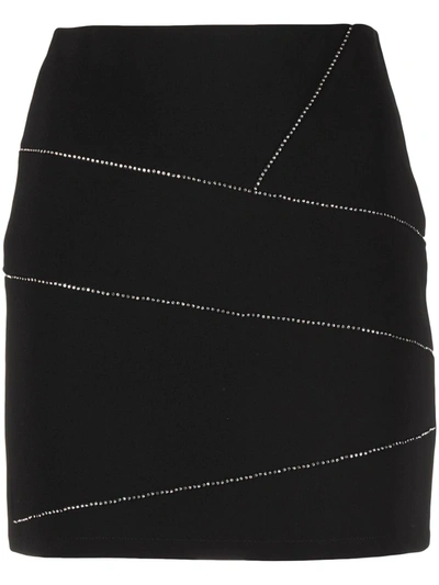 Shop Patrizia Pepe Rhinestone Embellished Slim Cut Skirt In Black