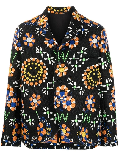 Pre-owned Walter Van Beirendonck Embroidered Boxy Blazer In Black