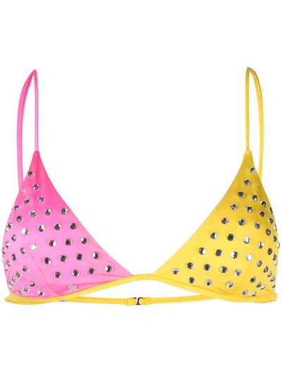 Shop Ack Fine Disco Bikini Top In Yellow