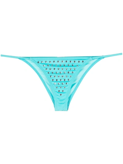 Shop Ack Embellished Bikini Bottoms In Blue