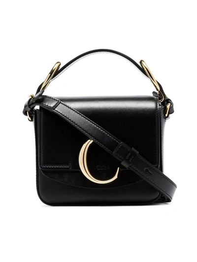 Shop Chloé C Ring Top-handle Leather Shoulder Bag In Black