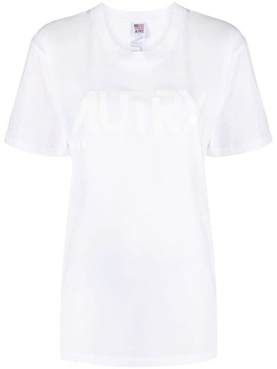 Shop Autry Double Logo Print T-shirt In White