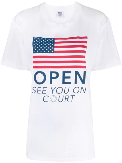 Shop Autry Open Flag Print T-shirt In White
