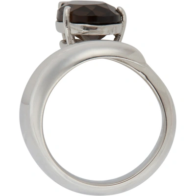 Shop Alan Crocetti Ssense Exclusive Silver Smoked Alien Ring In Rhodium