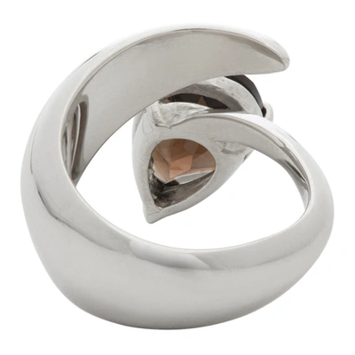 Shop Alan Crocetti Ssense Exclusive Silver Smoked Alien Ring In Rhodium