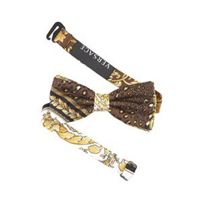Shop Versace Gold Barocco Mosaic Bow Tie