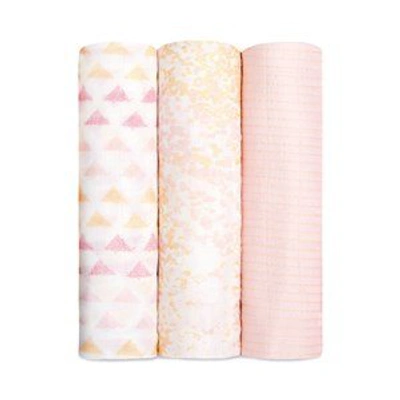 Shop Aden + Anais 3-pack Metallic Silky Soft Swaddles In Pink