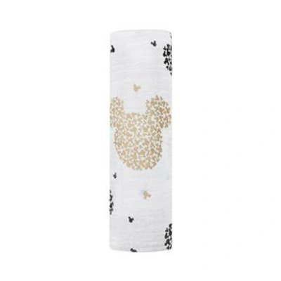 Shop Aden + Anais White Mickey Mouse Maxi Swaddles In Gold