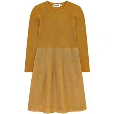 Shop Molo Sweater Dress With Lurex Threads In Yellow