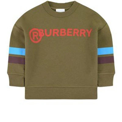 Shop Burberry Green Logo Sweatshirt In Blue