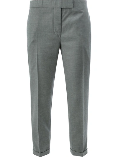 Thom Browne Low Rise Side Tab Skinny Trousers In Grey