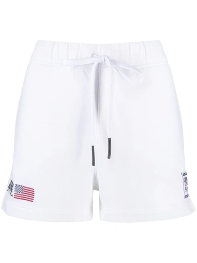 Shop Autry Embroidered Logo Drawstring Waist Shorts In White