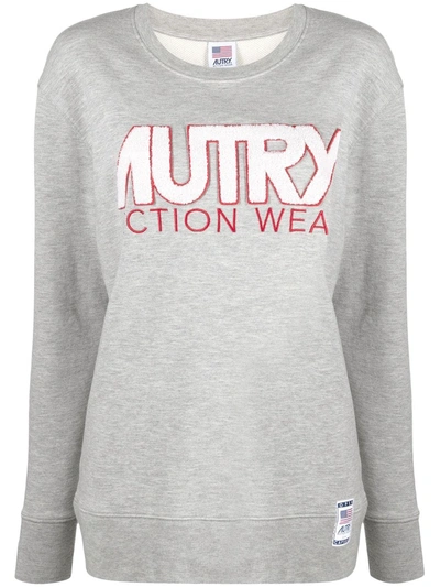 Shop Autry Logo Patch Crew Neck Sweatshirt In Grey