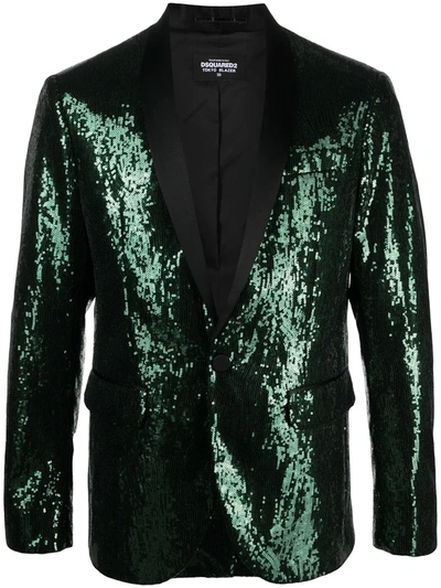 Shop Dsquared2 Sequin-embellished Dinner Jacket In Green