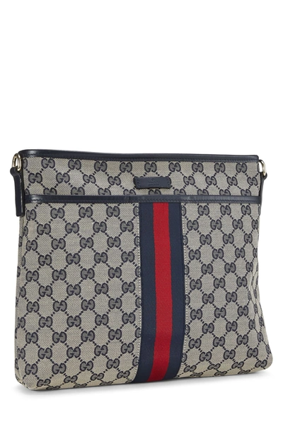 Pre-owned Gucci Navy Gg Canvas Web Pocket Messenger