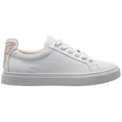 Shop Sophia Webster Butterfly Sneakers In White & Rose Gold