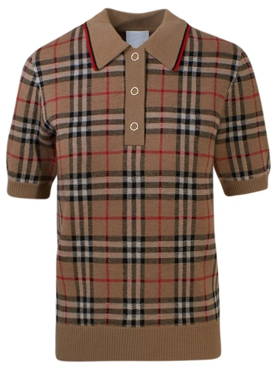 Shop Burberry Polo Chatterton Check In Beige