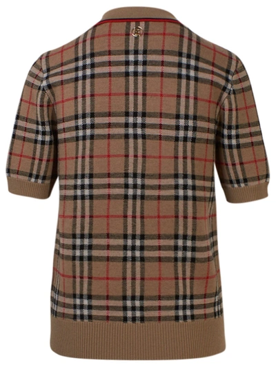 Shop Burberry Polo Chatterton Check In Beige