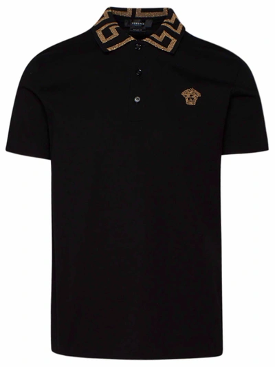 Shop Versace Black Polo Shirt