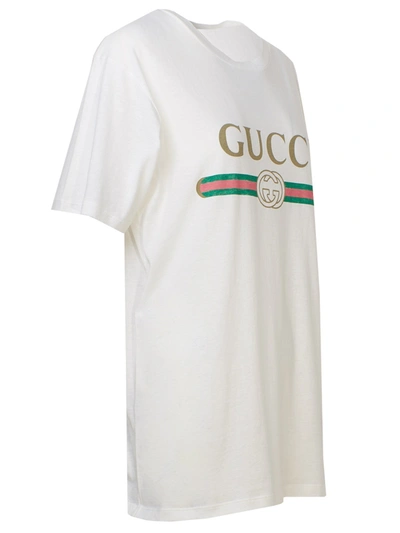 Shop Gucci T-shirt Logo Vintage Bianca In White