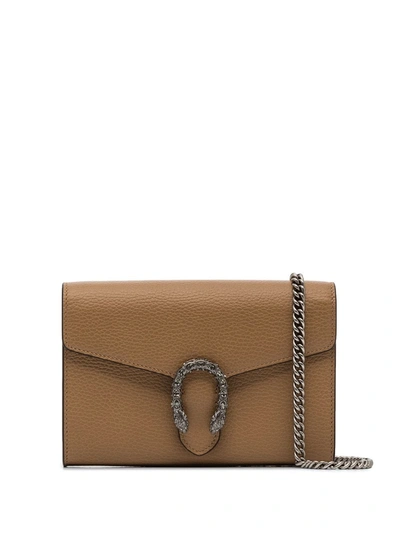 Shop Gucci Dionysus Leather Crossbody Bag In Brown