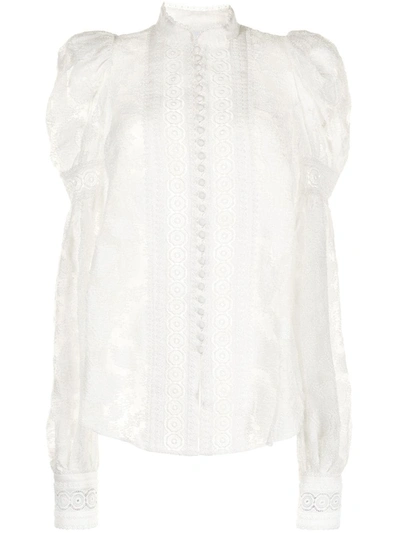 Shop Acler Broderie-trimmed Lace Blouse In White