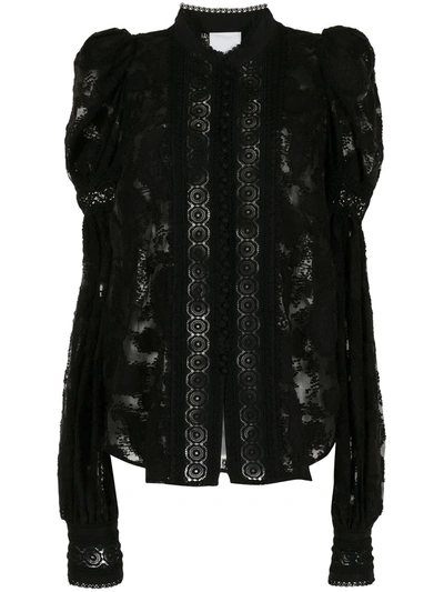 Shop Acler Broderie-trimmed Lace Blouse In Black