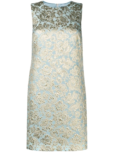 Shop Dolce & Gabbana Jacquard-woven Shift Dress In Blue