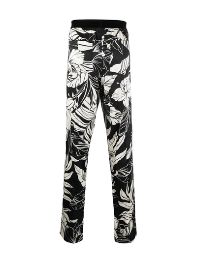 Shop Tom Ford Floral Print Silk Pajama Trousers In Black