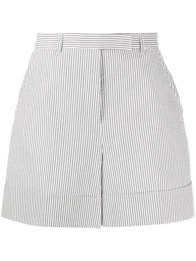 Shop Thom Browne High-waist Seersucker Shorts In Grey