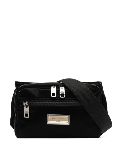 Shop Dolce & Gabbana Logo Plaque Belt Bag In Black