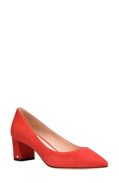 Shop Kate Spade Menorca Pointed Toe Pump In Favorite Red Suede