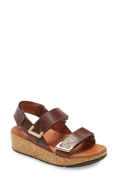 Shop Fitflop Remi Platform Wedge Sandal In Chocolate Brown Leather