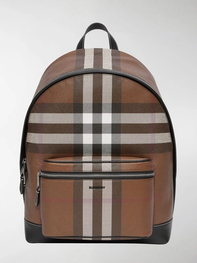 Shop Burberry Check-pattern Backpack In Brown