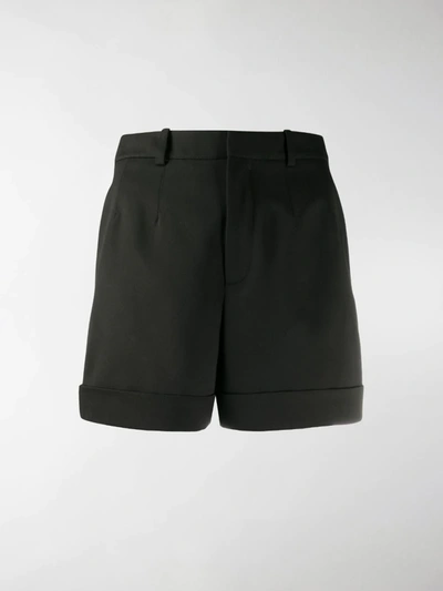 Shop Saint Laurent High-waisted Rolled Hem Shorts In Black