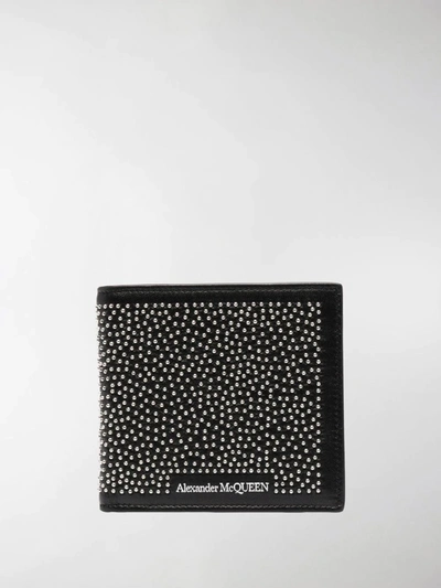 Shop Alexander Mcqueen Stud-embellished Logo-print Wallet In Black