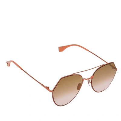 Pre-owned Fendi Peach Tone/ Bicolor Gradient Ff0194/s Eyeline Round Sunglasses In Pink