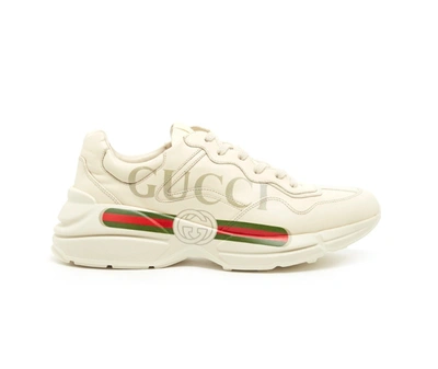 Shop Gucci Rhyton Logo Sneakers In White
