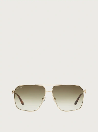 Shop Ferragamo Sunglasses In Shiny Yellow Gold