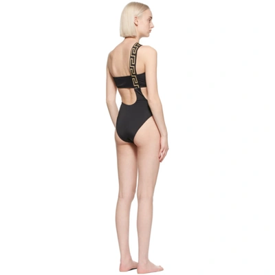 Shop Versace Underwear Black Greca Border Cut-out One-piece Swimsuit In A1008 Black