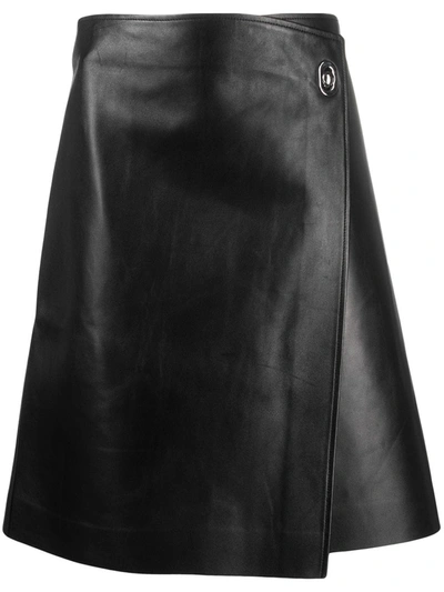 Shop Bottega Veneta Wrap-style Leather Skirt In Black