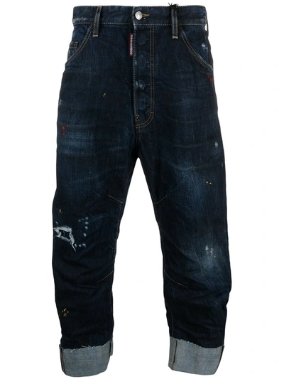 Shop Dsquared2 Distressed-effect Cropped Jeans In Blue