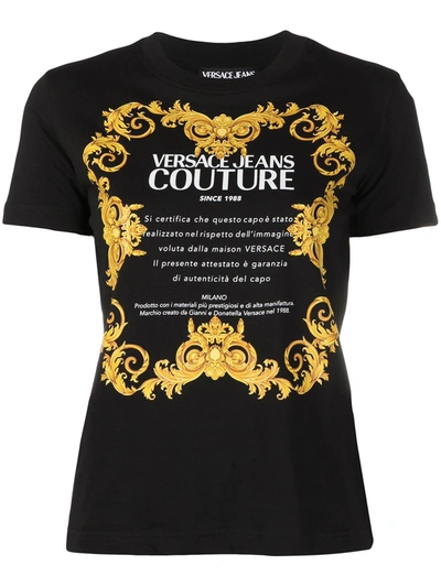 Shop Versace Jeans Couture Logo Print Cotton T-shirt In Black